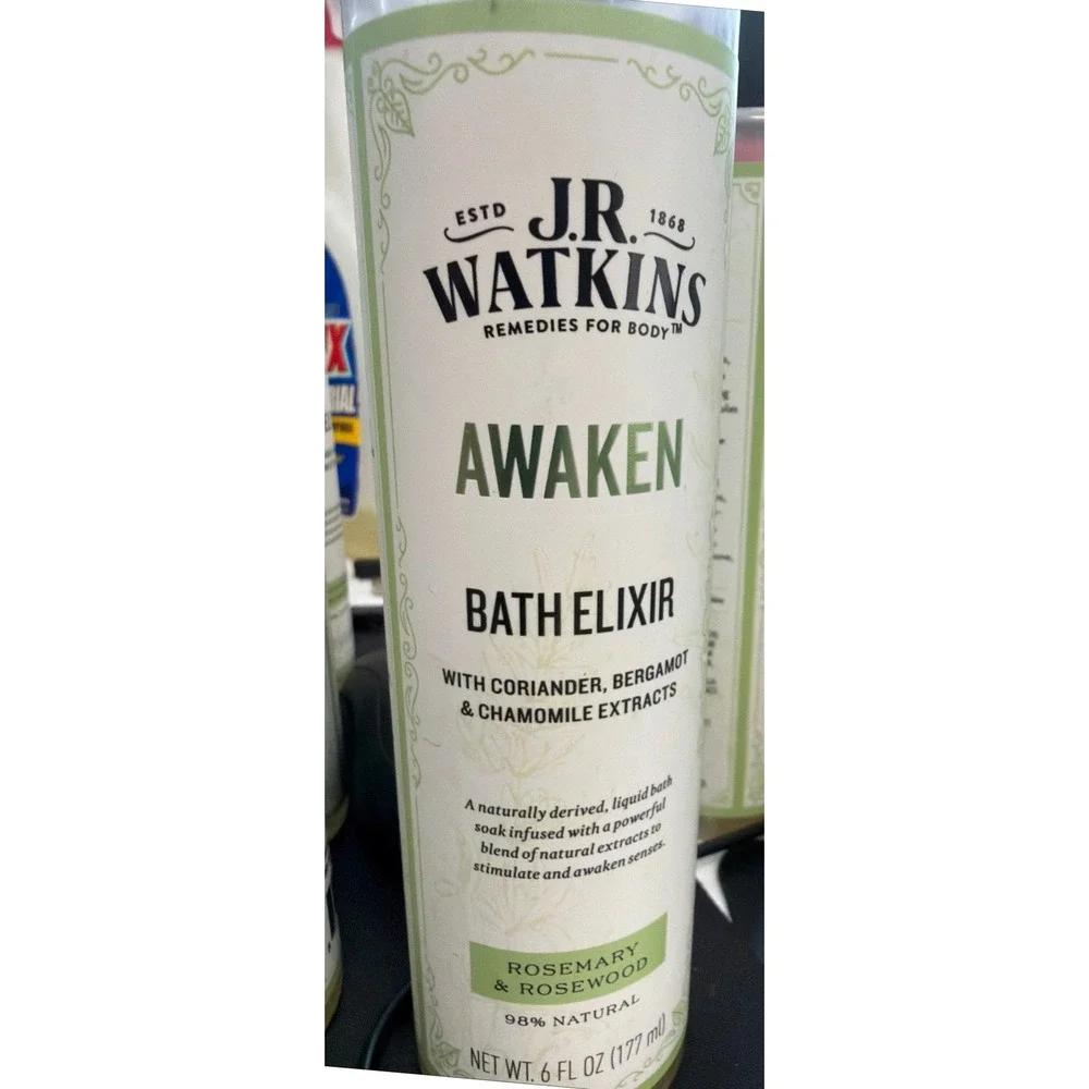 JR Watkins Awaken Rosemary Rosewood 5 Bath Elixirs & 1 Shower Mist 7pc Set